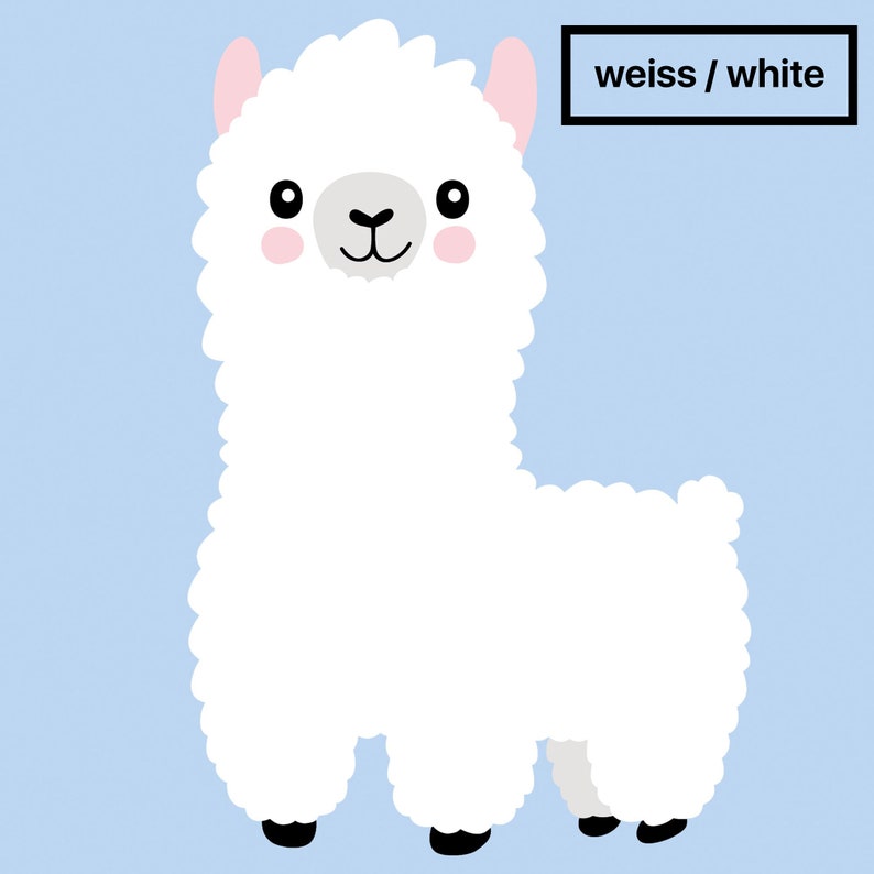 Baby LAMA Wall Sticker V102 Wall Sticker Decal Nursery Baby Room Animals Cute Alpaca Paka - available in many sizes White