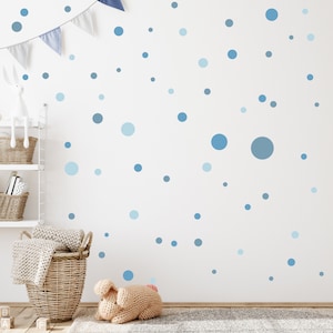 Circle Set 120pcs Wall Decal for Baby Room V283 Sticker Sticker Circle Wall Sticker Children&#39;s Room Dots Dots Adhesive Dots | BLUE MILD