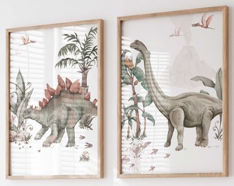 Dinosaur Poster Set of 2 Dino Mural P2006 / Children's Room Decoration Murals Pictures