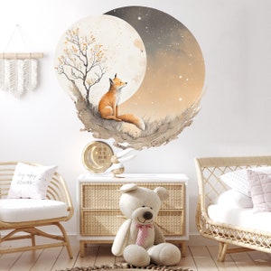 Autocollant mural renard chambre d'enfant autocollant mural lune ronde V411 image 4