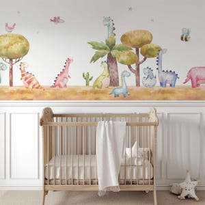 Dinosaurierwelt Tapete für das Kinderzimmer Fototapete Wandaufkleber Kindertapete Dinosaurier Dinos  Babyzimmer TP246