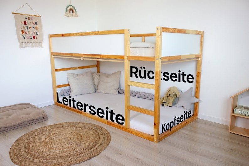 Tringle à rideau pour IKEA Kura tringle à rideau en pin ajustement parfait pour lit mezzanine et lit plat tringle pour hack de lit Kura Ohne / Without