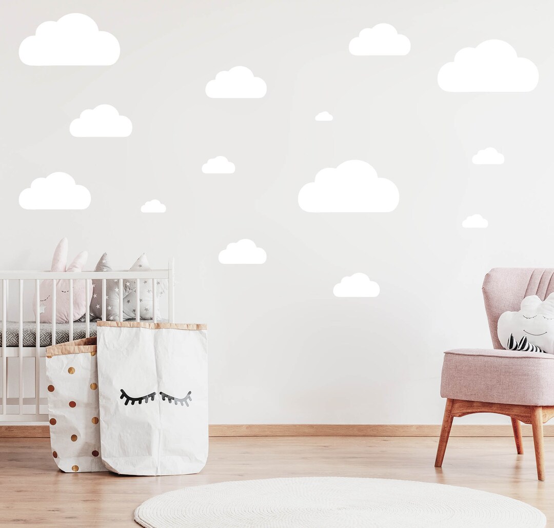 13-teiliges Wandtattoo-Set "Wolken" - Für Kinderzimmer & Wohnraum, Gelb, Selbstklebend