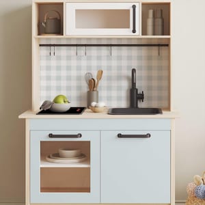 Sticker IKEA DUKTIG children&#39;s kitchen play kitchen adhesive film furniture film sticker children&#39;s room (furniture not included) check pattern IKK-K730