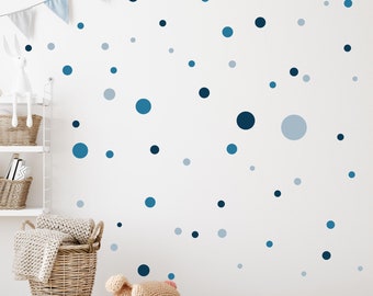 Kreise Set 120 Stück Wandtattoo für Babyzimmer V283 Aufkleber Sticker Kreis Wandaufkleber Kinderzimmer Punkte Dots Klebepunkte | BLAU
