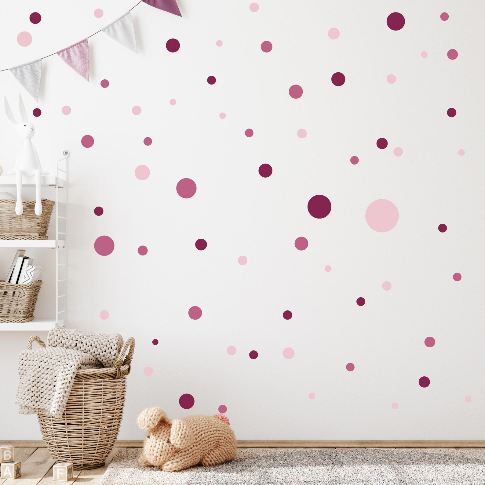Kreative Klebepunkte - Wandtattoo-Dots als Deko Punkte Kreise Set 120 Stück Wandtattoo für Babyzimmer V283 Aufkleber Sticker