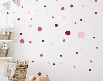 Circle Set 120pcs Wall Decal for Baby Room V283 Sticker Sticker Circle Wall Sticker Children's Room Dots Dots Adhesive Dots | PINK