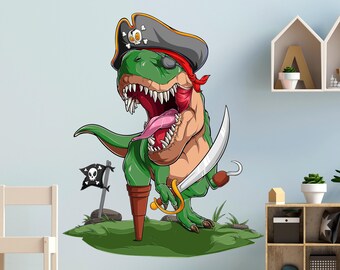 T-Rex Pirate Wall Sticker V289 Children's Room Wall Sticker Sticker Dinosaur Tyrannosaurus Rex Dino