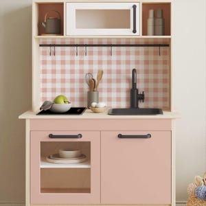 Sticker IKEA DUKTIG children&#39;s kitchen play kitchen adhesive film furniture film sticker children&#39;s room (furniture not included) check pattern IKK-K729