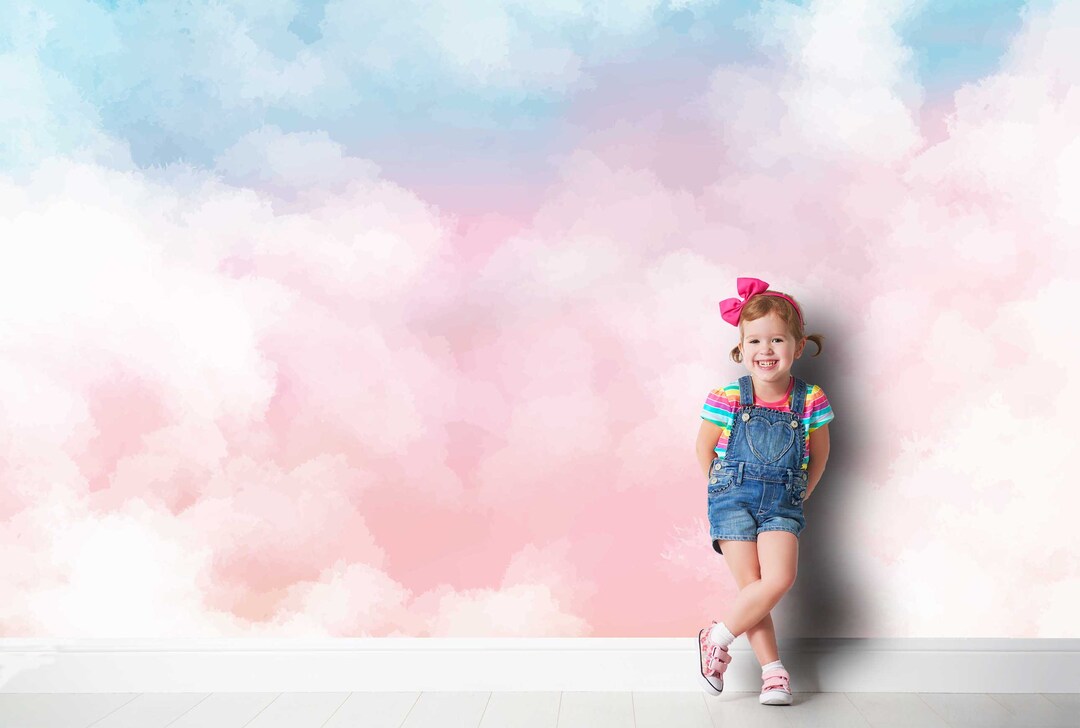 Pastel Clouds Sky Wallpaper Wall Sticker Mural Nursery Kids Room Decor ...