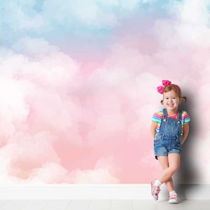 Papel pintado de nubes Pastel para la habitación de los niños, pegatina de cielo, papel pintado para niños, decoración para habitación de bebé, cielo nublado TP128