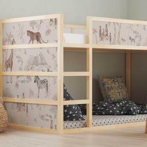 Sticker for IKEA KURA children&#39;s bed adhesive film furniture film sticker children&#39;s room bed safari animals Africa savannah (without furniture) IKB502