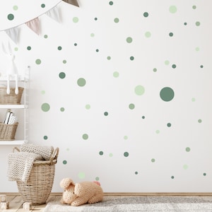 Circles Set 120 Pieces Wall Sticker for Baby Room V283 Sticker Circle Wall Sticker Children's Room Dots Adhesive Dots | GREEN MILD