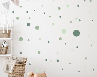 Kreise Set 120 Stück Wandtattoo für Babyzimmer V283 Aufkleber Sticker Kreis Wandaufkleber Kinderzimmer Punkte Dots Klebepunkte | GRÜN MILD