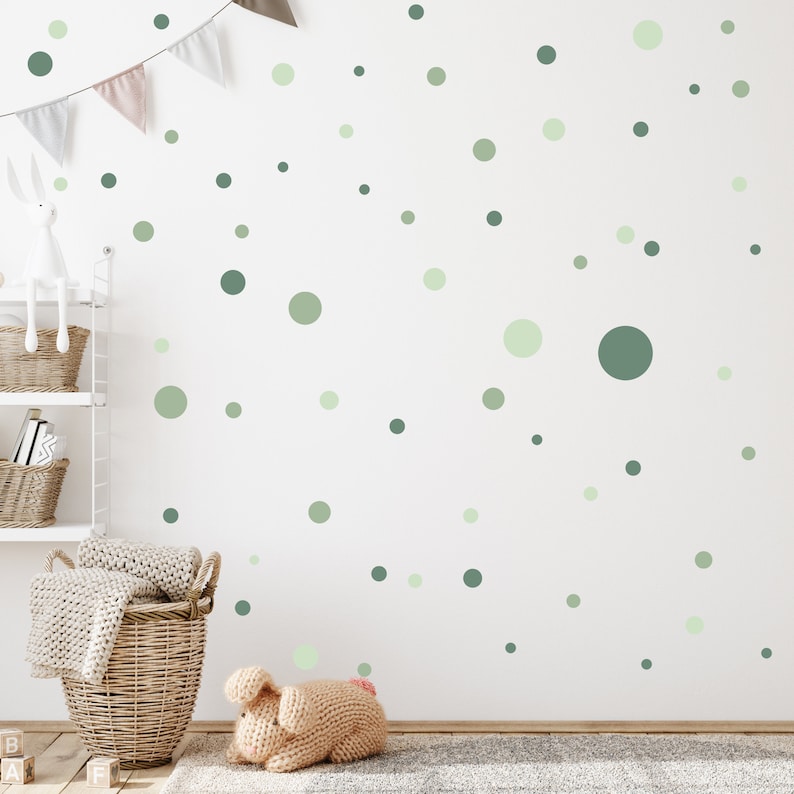 Cercles Lot de 120 stickers muraux pour chambre de bébé V283 Stickers Cercle Stickers muraux chambre d'enfant Points Points Colle Points VERT DOUX image 1