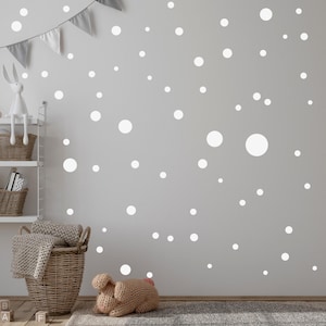 Circle Set 120 Pieces Wall Decal for Baby Room V283 Sticker Sticker Circle Wall Sticker Children&#39;s Room Points Dots Adhesive Dots | WHITE