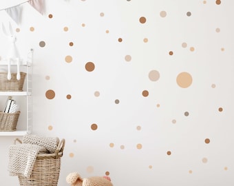 Circles Set 120 Pieces Wall Sticker for Baby Room V283 Sticker Circle Wall Sticker Children's Room Dots Adhesive Dots | BEIGE CREAM