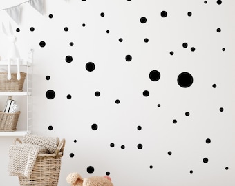 Circle Set 120 Pieces Wall Decal for Baby Room V283 Sticker Sticker Circle Wall Sticker Children's Room Points Dots Adhesive Dots | BLACK