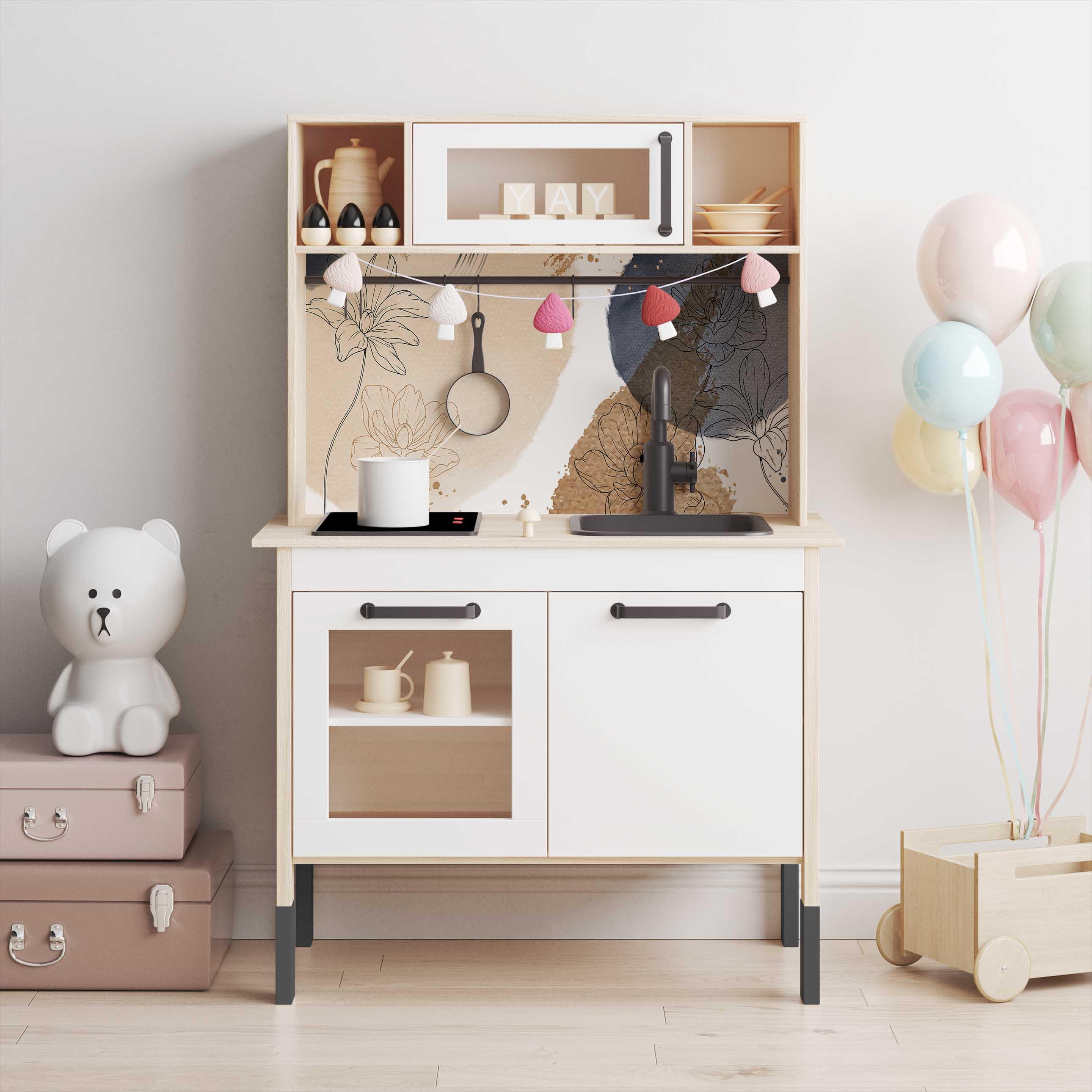 Adesivi per mobili a forma di fiori, armadietto per fiori, vinile adesivo per rivestire mobili, adesivi floreali per mobili, decorazioni per la cameretta dei bambini, boho per bambini - SKU:FLEAF