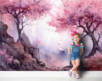 Japanische Blütenkirsche Tapete Wandaufkleber Kindertapete Kinderzimmer Deko Babyzimmer Prinzessinnen Wallpaper Mural TP136