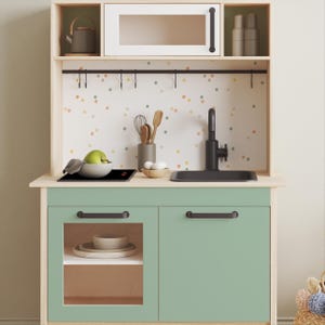 Sticker IKEA DUKTIG children&#39;s kitchen play kitchen adhesive film furniture film sticker children&#39;s room dots dots (furniture not included) green IKK-K725