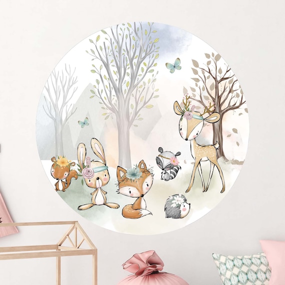 Adesivi Murali Bambini Animali del Bosco Sticker da Muro