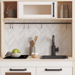 Sticker IKEA DUKTIG children's kitchen play kitchen adhesive film furniture film sticker children's room (without furniture) herringbone tiles gray IKK-V708