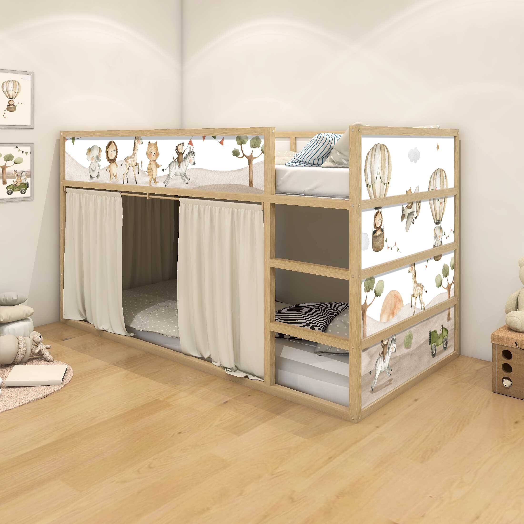 Adhesivo para IKEA KURA cama infantil película adhesiva muebles película pegatina habitación infantil cama safari animales sabana africana (sin mueble