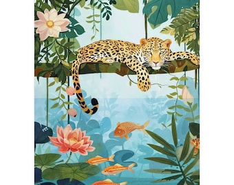 Mural Premium EP108 / Leopard in the jungle / Poster Murals Motivation