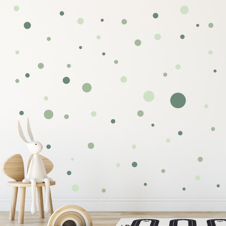 Circles Set 120 Pieces Wall Sticker for Baby Room V283 Sticker Circle Wall Sticker Children's Room Dots Adhesive Dots GREEN MILD image 4