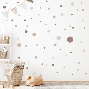 Circle Set 120 Pieces Wall Decal for Baby Room V283 Sticker Sticker Circle Wall Sticker Children&#39;s Room Points Dots Adhesive Dots | BEIGE