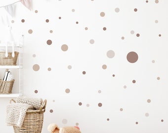 Circle Set 120 Pieces Wall Decal for Baby Room V283 Sticker Sticker Circle Wall Sticker Children's Room Points Dots Adhesive Dots | BEIGE