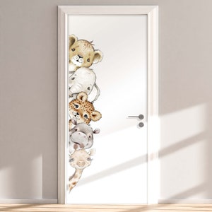 Autocollant de porte Chambre denfants T101 Bébé Girafe Lion Éléphant Hippo Hippo Léopard Autocollant de porte Autocollant De porte Chambre de bébé Rechts / Right