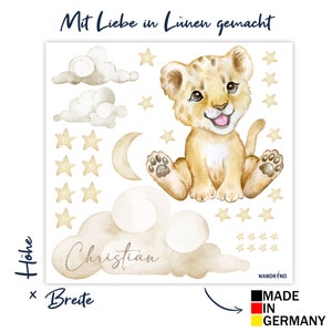 Löwe auf der Wolke V331 mit WUNSCHNAME Wandtattoo Kinderzimmer Wandaufkleber Sticker Aufkleber mit Namensaufkleber Name Löwen Deko Bild 2