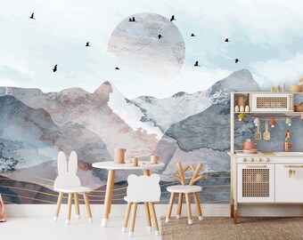 Mountains Wallpaper Wall Sticker Mural Nursery Kids Room Decor Decoration Baby TP123