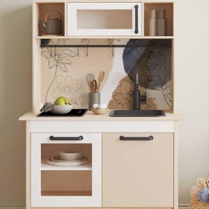 Sticker IKEA DUKTIG children&#39;s kitchen play kitchen adhesive film furniture film sticker children&#39;s room (without furniture) flowers wall IKK-K703