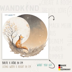 Fox wall sticker children's room wall sticker sticker moon round V411 image 2