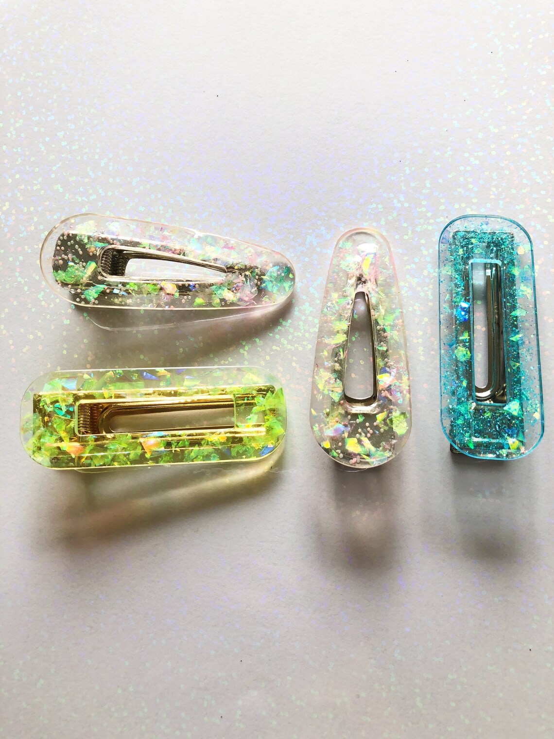 Resin Hair Clips Sparkly Green Hair clips Hair Barrettes Etsy