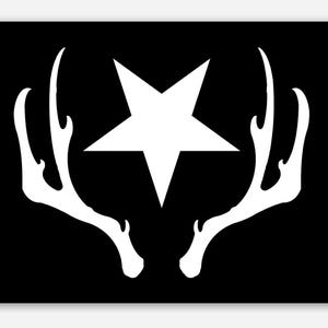 Disco Elysium Star and Antlers bumpersticker - 3" x 2"