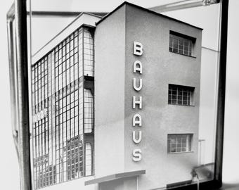 Metal cubic sculpture, Bauhaus school of art print