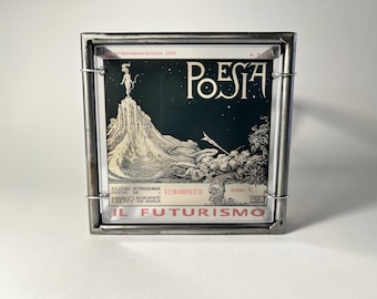 Poetry, magazine cover wall art, metal  wall or tabletop sculpture, home interior design