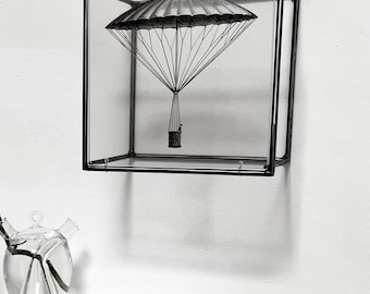 Handmade Metal Flight Machine Sculpture: Vintage Industrial Wall Art (20cm Steel Frame)