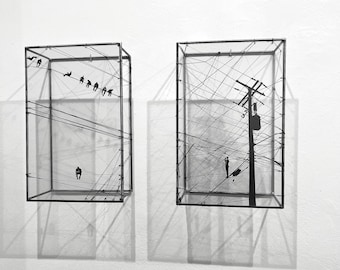 Metal Fine Art Art Diptych with Woven String Limited Serie by Furst_Ori