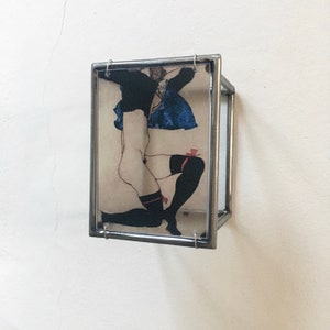 Egon Schiele, metal wall decor, St. Valentine day gift. Woman body painting
