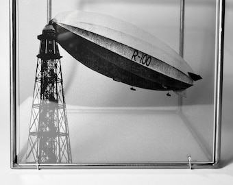 R100 Airship Metal Wall Sculpture | Handmade Aviation Art, Industrial Modern Decor