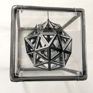 Sacred Geometry Metal Sculpture: Leonardo da Vinci art object decor image 4