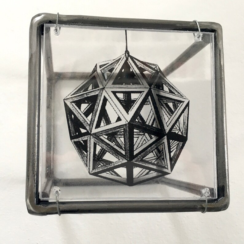 Sacred Geometry Metal Sculpture: Leonardo da Vinci art object decor image 4