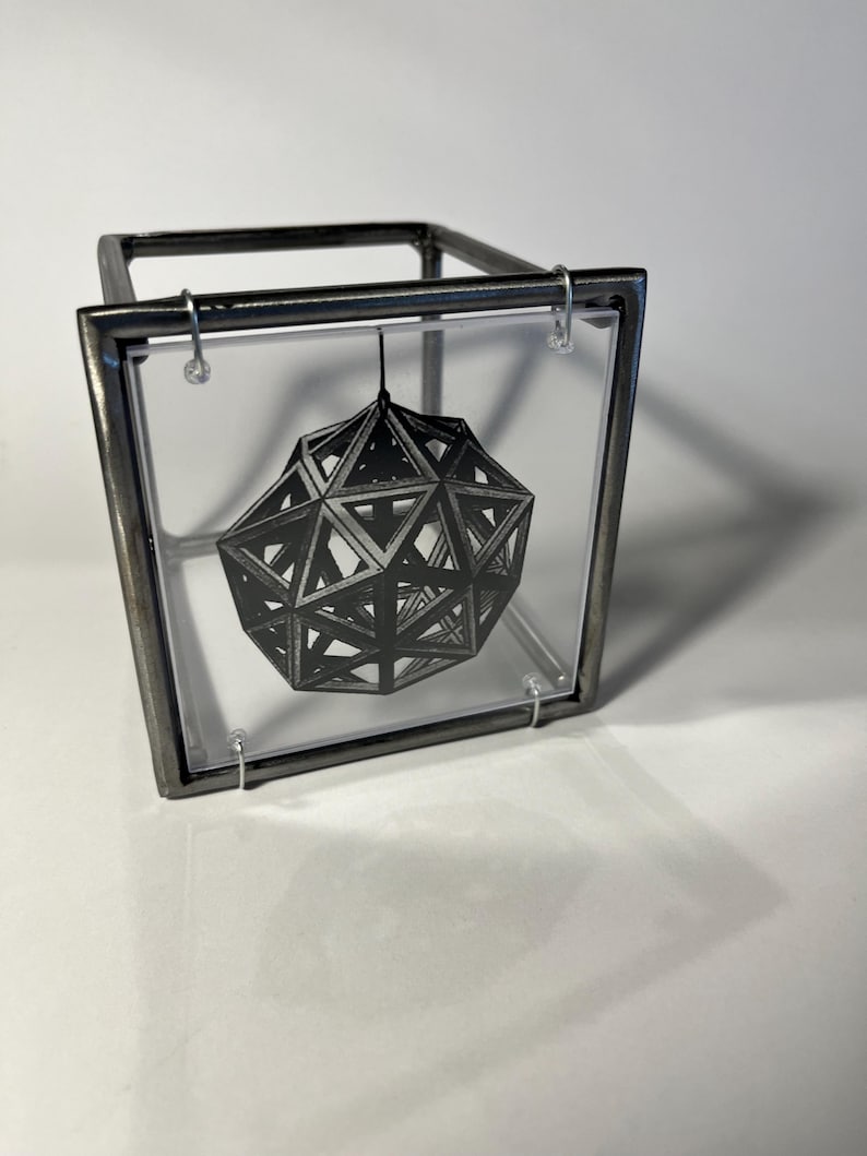 Sacred Geometry Metal Sculpture: Leonardo da Vinci art object decor image 1