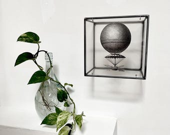 Handmade Aviation Metal Wall Sculpture | Blanchard 1793 Hot Air Balloon Art | Industrial Decor 