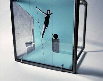 Constructivism Art "Take the Leap" Metal Sculpture, home decor for wall or table top